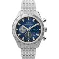 Timex Waterbury TW2Y18500VQ Traditioneller Chronograph mit Tachymeter, 41 mm, Silber, Kleid