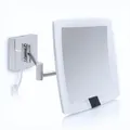 Libaro LED Kosmetikspiegel Verona – eckiger 5-facher Vergrößerungsspiegel mit Sensor & Wandmontage – Schminkspiegel mit automatischer LED-Beleuchtung, ausziehbarem Gelenkarm & weißem Kabel