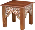 Marrakesch Vintage Couchtisch Acelya 49 cm | Wohnzimmertisch aus massivem Mangoholz | Handgeschnitzter Beistelltisch mit orientalischen Verzierungen | Exklusives Design für Wohnzimmer & Deko