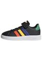 adidas Unisex Kinder Grand Court Court Elastic Lace and Top Strap Shoes, Core Black/Lucid Blue/Court Green, 28 EU
