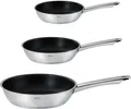 Pfannen-Set RÖSLE "MOMENTS", silber (silberfarben), Ø:28cm, Pfannen, Pfannen-Set, mit Antihaftversiegelung, Induktion
