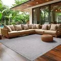 Outdoor Teppich Wetterfest Terrasse Balkon Garten Küchenteppich Einfarbiges Design Flachgewebe Sisal Look Waschbarer Teppich Verschiedene Große :... - Grau