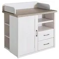 Begabino Wickelkommode LUCA, B 106 x H 102 cm, Pinie Weiß Dekor, Trüffeldekor, inkl. Wickelaufsatz und Unterstellregal braun|weiß