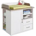 Wickelkommode BEGABINO "Luca", weiß (pinie weiß, trüffel), B:106cm H:102cm T:75cm, Spanplatte, Wickelkommoden, umbaufähig zur Kommode, inkl. Unsterstellregal