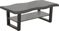 Couchtisch mit Baumkante Gabriel - Nachbildung Akazie Grau - große Ablage - Metallkufengestell Schwarz - 110x60cm