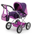 Bayer Design 15012AA Kombi Puppenwagen Grande, zusammenklappbar, höhenverstellbar, mit herausnehmbarer Tragetasche und Umhängetasche, lila, 77 x 75 x 43 cm