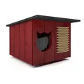 Katzenhaus outdoor Hütte Mahagoni Höhle Winterfest isoliert Holz 56x47cm 8658