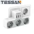 3-fach Mehrfachsteckdose 3er Steckdose Adapter mit USB-A+C Wandmontage Ladegerät