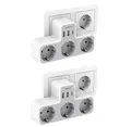 2 Stück 3-fach Mehrfachsteckdose 3er Steckdose USB-A+C 16A Wandmontage Ladegerät