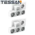 2 Stück 3-fach Mehrfachsteckdose 3er Steckdose USB-A+C 16A Wandmontage Ladegerät