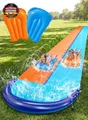 Doppel-Wasserrutsche für Garten With Sprinkler & Aufblasbare Matten, Sommer Spie
