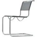 Thonet Freischwinger S33 Netzbespannung silberfarben Kunststoff Gestell verchromt 49x85x66 cm