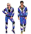 "80er JAHRE DISCO TRAININGSANZUG" Oberteil Hose Jogging Anzug Damen Herren Gr. L