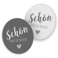 itenga 40x Bierdeckel Untersetzer Schön DASS du da bist rund 10,7 cm Tischdeko für Veranstaltung Gäste Feier (grau)