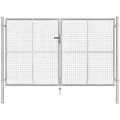 Gartentor Verzinkter Stahl 306 X 200 Cm Silbern Vidaxl