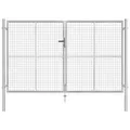 Gartentor Verzinkter Stahl 306 x 200 cm Silbern