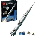 LEGO 92176 Ideas NASA Apollo Saturn V Weltraumrakete und Fahrzeuge, Raumschiff Bauset für Sammler, mit Displayständer - Transparent