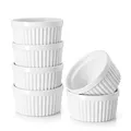 DOWAN Creme Brulee Schälchen, Souffle Förmchen Backofenfest, Ofenfeste Förmchen, Keramik Ramekins für Ragout Fin Schalen, Leckere Würzfleisch, Muffin, Panna Cotta, 120 ml, Soft White