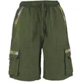 Guru-Shop Relaxhose Ethno Yogashorts im Goastyle - olive Hippie, Ethno Style, alternative Bekleidung grün M