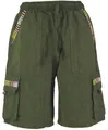 GURU SHOP Ethno Yogashorts im Goastyle - Olive, Herren, Size:M