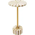 Kare Design Beistelltisch Domero Cirque Weiß/Gold, Wohnzimmertisch, Beistelltisch rund, Couchtisch, Stahlgestell, Durchmesser 25cm, Beistelltisch Couch, 50x25x25cm (H/B/T)