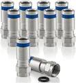 POPPSTAR 10x SAT F-Quick Mount Stecker, F-Kompressionsstecker für Koaxial-Kabel, Antennenkabel, Satellitenkabel bis 7,5mm,Witterungsbeständig, Silber