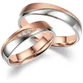 MARRYA Partnerring Edelstahl Ringe Trauringe Eheringe Partnerringe rosa|silberfarben 54