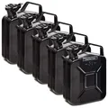 BW® Benzinkanister Metall 5x 5 Liter - Kraftstoffkanister Schwarz - RAL 9005 - TÜV-geprüft und UN-Zulassung - 0,8mm Stahl nach DIN 7274 für Benzin Diesel E10 2-Takt - Made in Europe