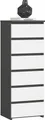 Kommode mit 6 Schubladen Kommode Schlafzimmer Flur Wohnzimmer Organizer Kommode mit Schubladen 40 cm breit 109 cm hoch | graphit weiß Holz Highboard Sideboard Mehrzweckschrank Schrank schmal