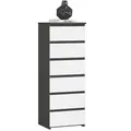 Kommode mit 6 Schubladen Kommode Schlafzimmer Flur Wohnzimmer Organizer Kommode mit Schubladen 40 cm breit 109 cm hoch | graphit weiß Holz Highboard Sideboard Mehrzweckschrank Schrank schmal