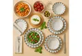 GÜRAL Porselen Tafelservice ATINA (24-tlg), 6 Personen, Porzellan, Buntes Design, robustes Porzellan