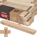 Metrie™ Zollstock – Gliedermaßstab 2m | Meterstab, Maßstab – Natur – Duplex Teilung, Hergestellt in der EU | Buchenholz & Stahlgelenke | Großpackung Profi | BLOCK 52 – 100 Stück