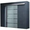 Mai & Mai Glasschiebetür Schiebetür komplettset Milchglas Streifen 8mm ESG-Glas Amalfi11 90 cm x 205 cm