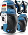 SKATEWIZ Knieschoner Kinder - Schoner Inliner Kinder - Knieschützer - Schützer Inliner Schoner Set - Protektoren Knie und Ellenbogenschützer - PROTECT-1 Blue Größe S - Skateboard