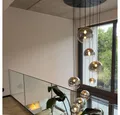 s.luce Pendelleuchte XL Galerieleuchte Orb 8-flammig mit Modular Baldachin Schwarz/Rauch