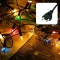hellum Pisello LED-Lichterkette innen, 220V strombetrieben Lichterkette bunt 35er LED beleuchtet 5,10m, 2x1.5m Zuleitung, Kabel grün Wohnzimmer Dekoration Weihnachtsbaum Stecker für Innen 577686