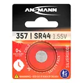 ANSMANN Silberoxid Knopfzelle 1,5 Volt SR 44/357 für analoge/Digitale Armbanduhren, Wanduhren, Garagentoröffner, Alarmanlagen, Funkauslöser und sonstige kleine Elektrogeräte