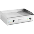 Royal Catering Elektro Grillplatte - 727 x 420 mm - geriffelt/glatt - 4400 W - Silber