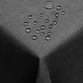 DecoHomeTextil Leinen Optik Tischdecke, Rechteckig 110 x 180 cm Grau Anthrazit, wasserabweisend, fleckenabweisend, abwaschbar, Lotuseffekt, bügelfrei