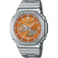 Chronograph CASIO G-SHOCK, silber (silberfarben, orange), Armbanduhren, Herren, Quarzuhr Armbanduhr,Herren,digital,bis 20bar wasserd.,Edelstahlarmband