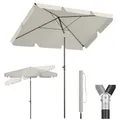 Sekey Sonnenschirm Balkon 2-in-1 SET | Sonnenschirm Rechteckig 200x125cm, UPF50+, GRS-zertifiziert | 6-Stärkstahl-Rahmen+ Sonnenschirmhülle für Balkon, Terrasse & Garten