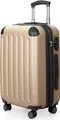 HAUPTSTADTKOFFER - Spree - Handgepäck mit Erweiterung, Koffer auf Rollen, Trolley Flugzeug Hartschalenkoffer Hand Luggage TSA, 55 cm, Cabin Bag max 42 Liter,Champagner