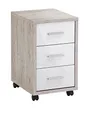 FMD furniture Rollcontainer, Spanplatte, Sandeiche/Hochglanz-Weiß, ca. 35 x 53,6 x 42 cm