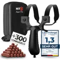 HITX Steinschleuder Zwille mit Gummibänder und 300 Tonkugeln Slingshot Schleuder