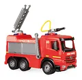 Lena 02158 - Starke Riesen GIGA Trucks Feuerwehr Arocs, stabiles Feuerwehrauto ca. 66 cm, Löschfahrzeug mit 3 Achsen, 1,5 Liter Tank und Wasserkanone bis 8 Meter, Fahrzeug für Kinder ab 3 Jahre, Rot