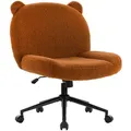IWMH Bürostuhl ohne Armlehne, Höhenverstellbar Schreibtischstuhl mit Rollen, Ergonomischer Stoff Lesesessel für Haus, Büro, Schlafzimmer - Braun