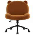 IWMH Bürostuhl ohne Armlehnen, Höhenverstellbar Drehstuhl mit Rollen, Schreibtischstuhl mit Stoffpolsterung, Ergonomischer Stuhl, Lesesessel mit breiterem Kissen zum Sitzen im Schneidersitz (Braun)