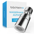 Bächlein Wasserhahn-Aufsatz in chrom-gerade mit zwei Strahlarten - drehbarer Wasserhahn-Luftsprudler für Küchenarmaturen
