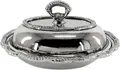 Casa Padrino Jugendstil Schale mit Deckel Silber 21 x 17 x H. 10 cm - Serviertablett mit Deckel - Restaurant Accessoires - Gastronomie Accessoires - Barock & Jugendstil Esszimmer Accessoires