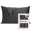 Kitsch Kissenbezug aus 100% Satin mit Reißverschluss, weicher als Seidenkissenbezug für Haar und Haut, kühlender Kissenbezug, Satin-Kissenbezug (Standard/Queen (1er-Pack), Anthrazit)